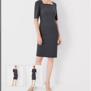 Ann Taylor Size 4 Petite Charcoal Short Sleeve Dress